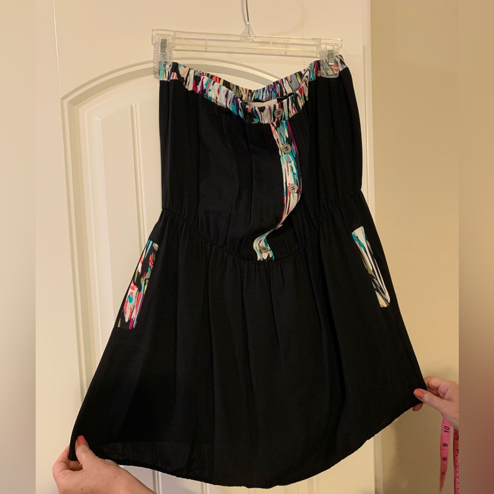 Like new Black Solemio Brand Multi Color Mini Dress/Tunic Large l Dry Cleaned